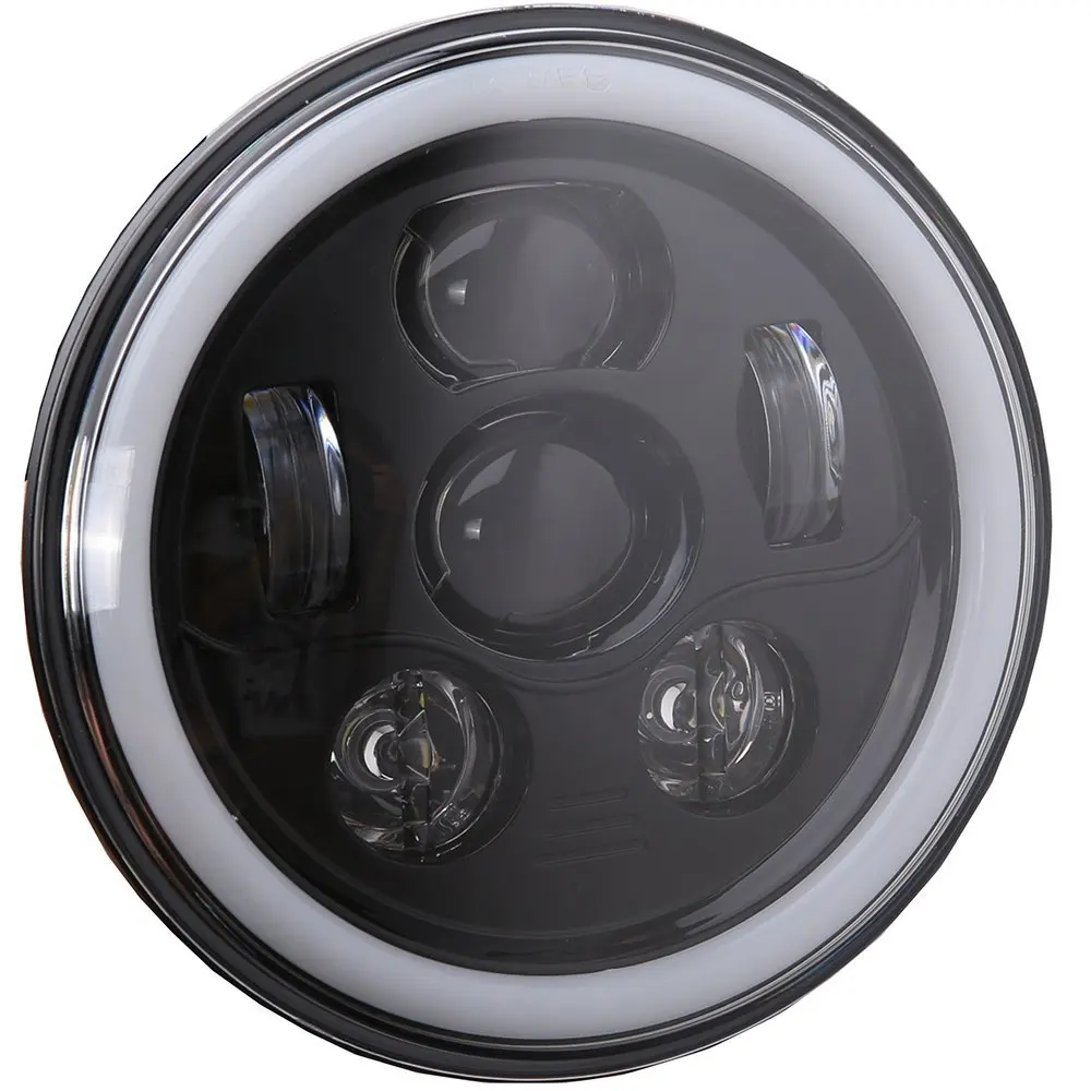 For Jeep Wrangler JK TJ Led Headlight RGB 7Inch 90W With Bluetooth Remote Control Music Model Halo Ring Angel Eyes | Автомобили и
