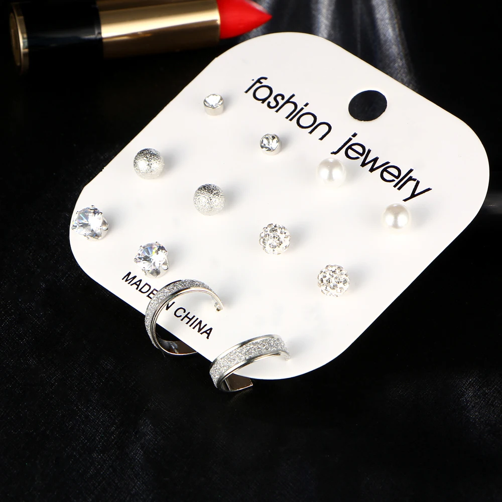 В том случае если мне 6 пара/лот модное серебряное кольцо Цвет серьги гвоздики