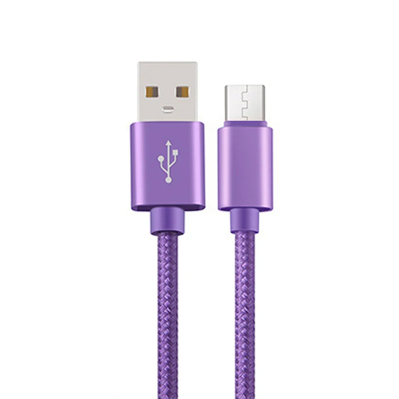 Фиолетовый Нейлоновый Кабель Micro-USB в оплетке 3.1A Быстрая зарядка данных зарядное устройство microusb шнур для samsung Xiaomi htc Android телефон кабели 1 м 2 м 3 м - Цвет: Фиолетовый