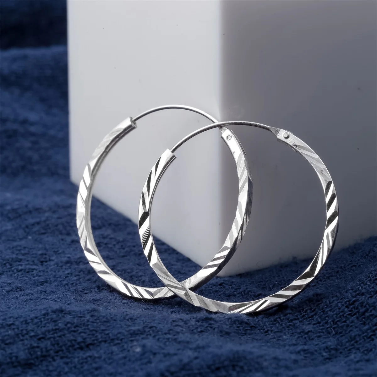 YACQ 925 Sterling Silver Hoop Earrings Big Birthday Party Jewelry Gifts for Women Girlfriend Her Mom Wife Girl Dropshipping CE46 | Украшения