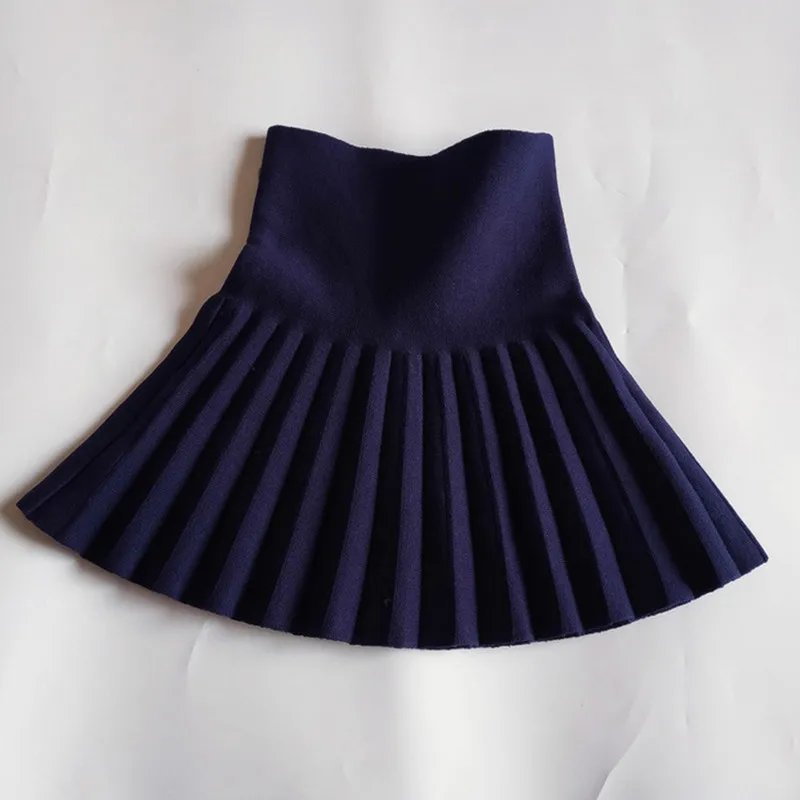 Детская однотонная плиссированная вязаная юбка для девочек 2 10 лет модная