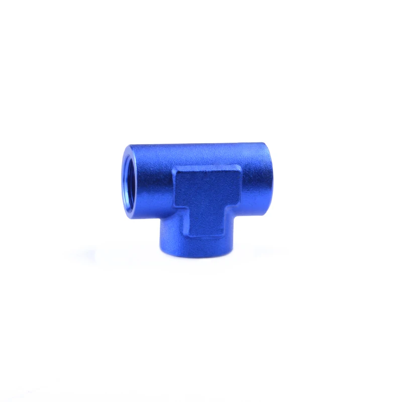 Алюминиевый штуцер с внутренней резьбой 1/4 &quotNPT для трубы фитинг тройника синий
