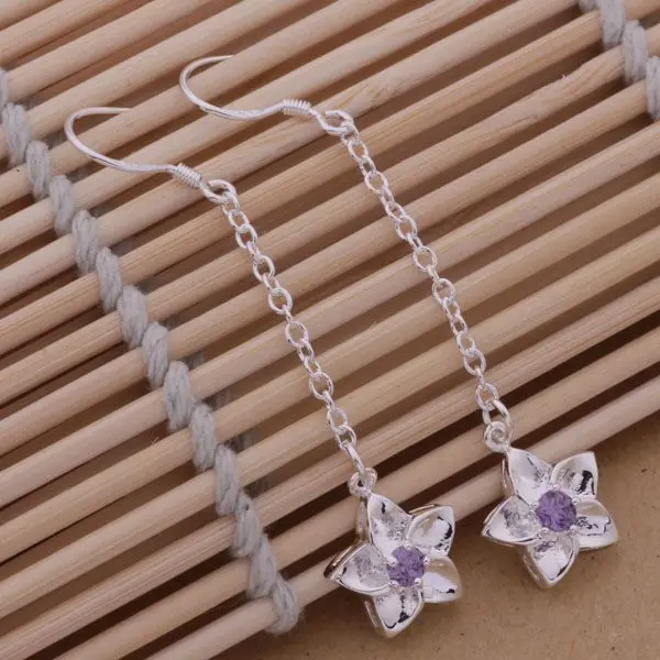 AE181 Hot 925 sterling silver earrings fashion jewelry five-pointed star inlaid purple stone /cbgaksna aloajcva | Украшения и
