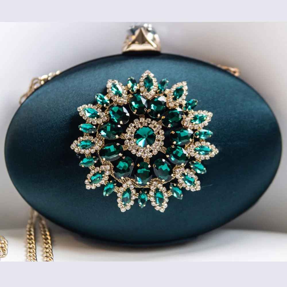 Женская вечерняя сумочка Boutique De FGG, клатч-кошелек с цепочкой через плечо, с цветком из кристаллов, сумка для свадьбы, вечеринки