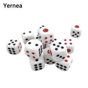 Набор белых костей Yernea 30 шт.лот, акриловые кости, 16 мм, круглые угловые шестигранные кости, черные и красные кости, Клубные настольные игры