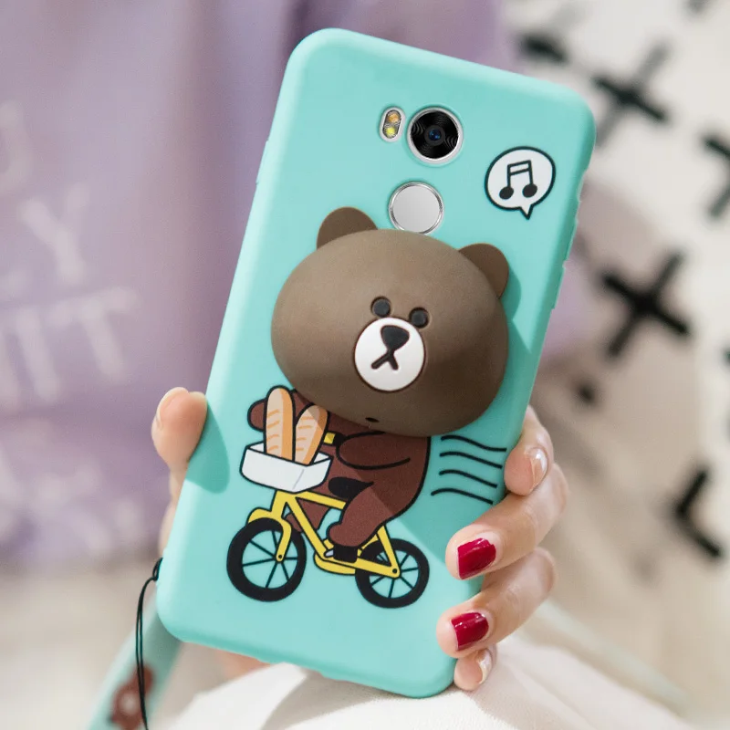 Xiaomi Redmi 4 Cartoon case ALIVO 3D bear rabbit Silicon Fitted Case with Winding headphone cable for xiaomi redmi pro Cover |