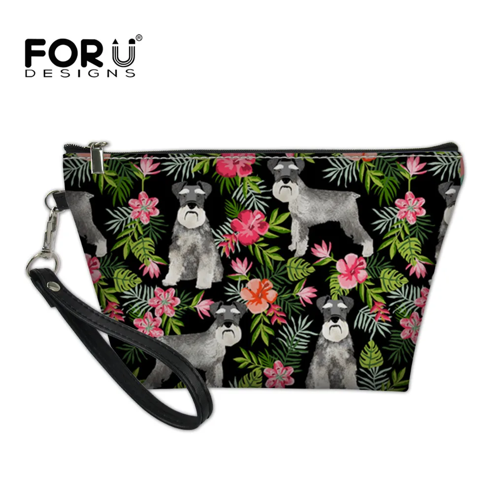 FORUDESIGNS/женская косметичка, шнауцер, цветочный принт, Женский чехол для макияжа, дамская косметичка, маленький кошелек, сумочка для путешествий, несессер - Цвет: ZJZ206Z8