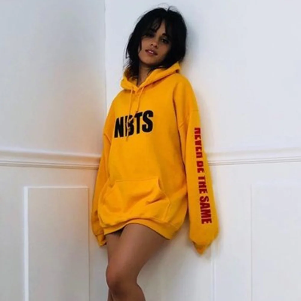 Женская Повседневная печать с длинным рукавом Drawstring Loose Hoodie пуловер капюшоном