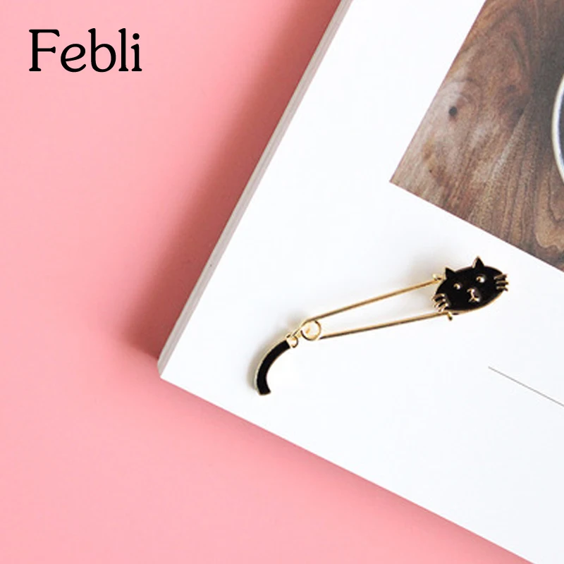 Febli сплав Cat Броши белый черный свитер Интимные аксессуары прекрасный Последняя