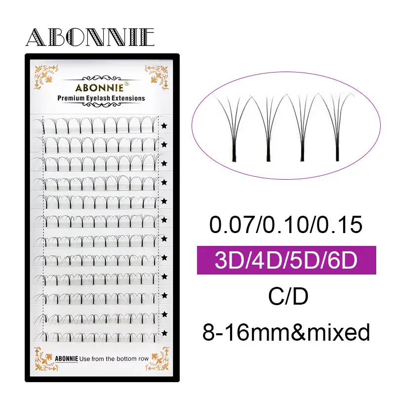 ABONNIE 12 линий предварительно сделанные объемные вентиляторы 3d/4d/5d/6d ресницы русский объем наращивание ресниц предварительно сделанные ресницы наращивание из искусственной норки