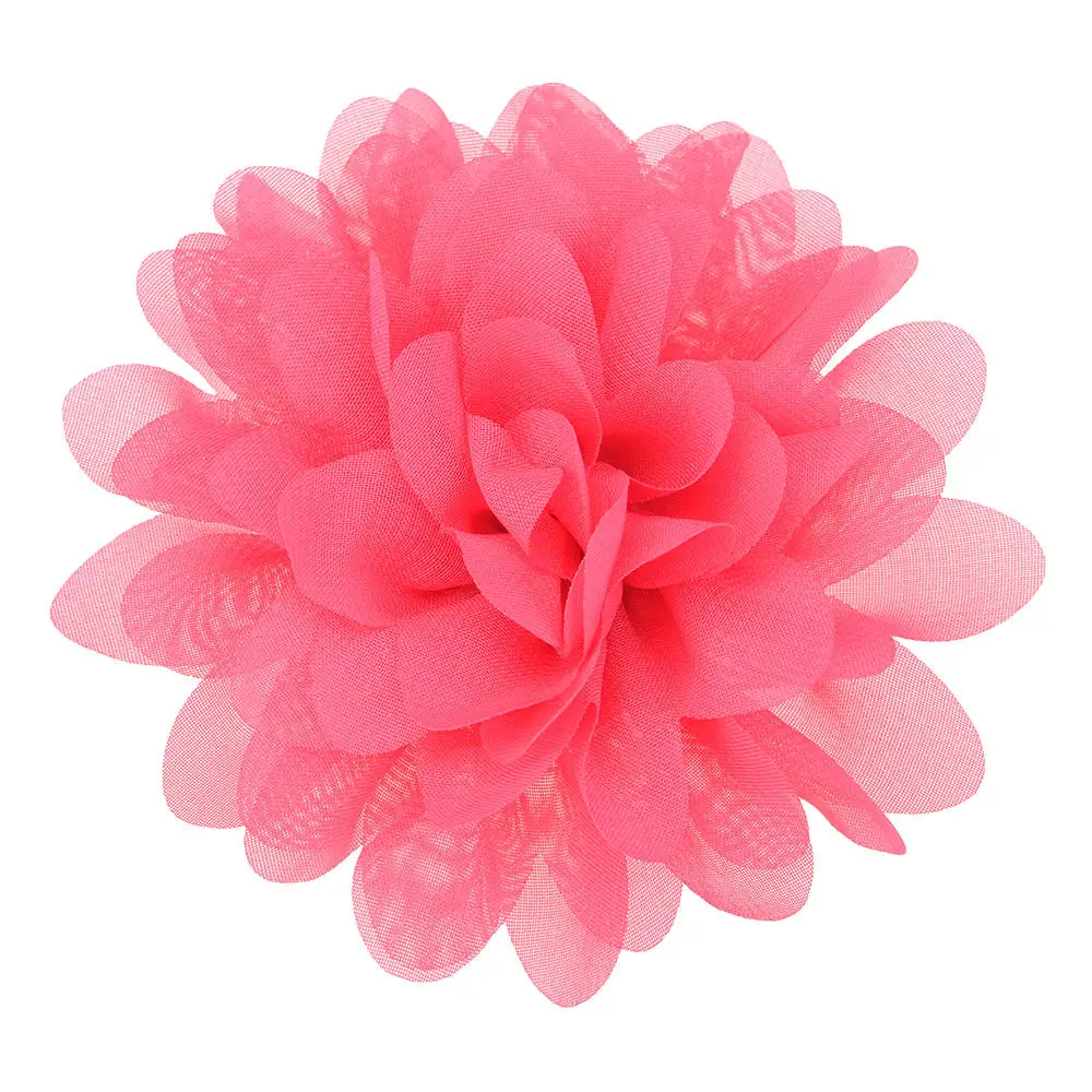 Hot Pink 12 шт. Лидер продаж шифоновые оборки цветок пышные волосы цветок 10 см дешевые цветочные аксессуары для DIY аксессуары для волос без зажимов - Цвет: Hot Pink