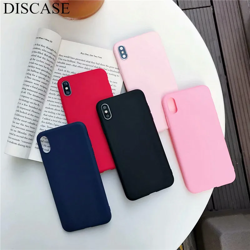 DISCASE Телефон чехол для iPhone 7 6 6s 8 X Plus XR XS максимальный простой сплошной цвет