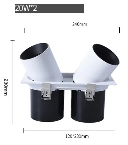 40W Square Новые высококачественные шкафы CREE светодиодный светильник 12 Вт 20 Вт для одежды встроенный Телескопический корпус потолочного светильника двойная решетка лампы - Испускаемый цвет: 40W Square
