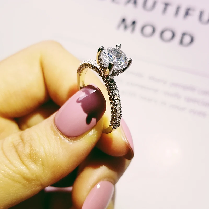 Модное роскошное обручальное кольцо золотого и серебряного цвета Размер 10 для