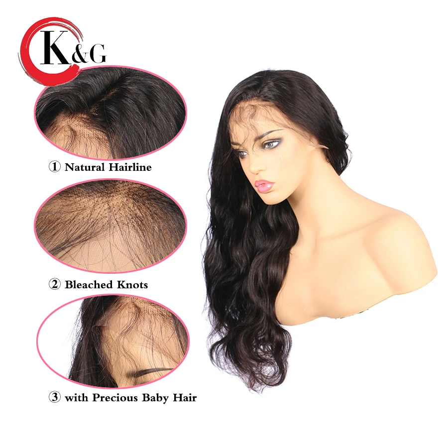 KUNGANG 13*6 Deep Part Lace Front Human Hair Wigs Body Wave Brazilian Remy Wig For Women Pre Plucked With Baby | Шиньоны и парики