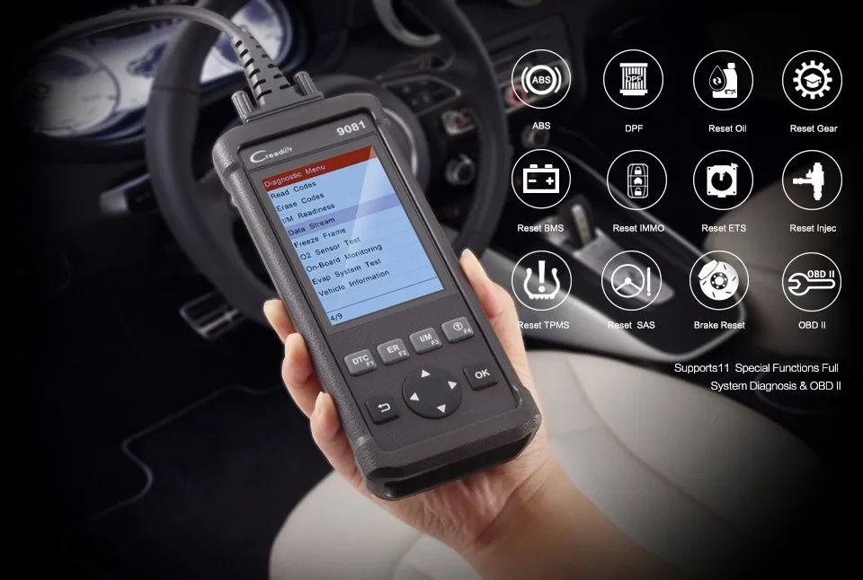 LAUNCH Официальный Магазин Creader 9081 obd2 тестер 4.0 дюймов авто сканер диагностический инструмент для ремонта автомобилей выбросов анализаторы