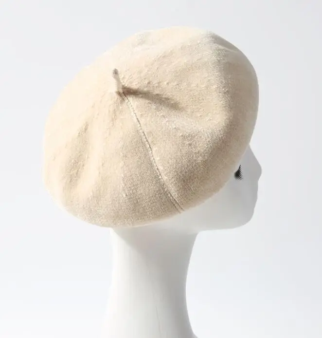 beige Новые круглые береты французского художника, Осенние повседневные хлопковые береты из синели для девочек, шапки Casquette Gorros - Цвет: beige