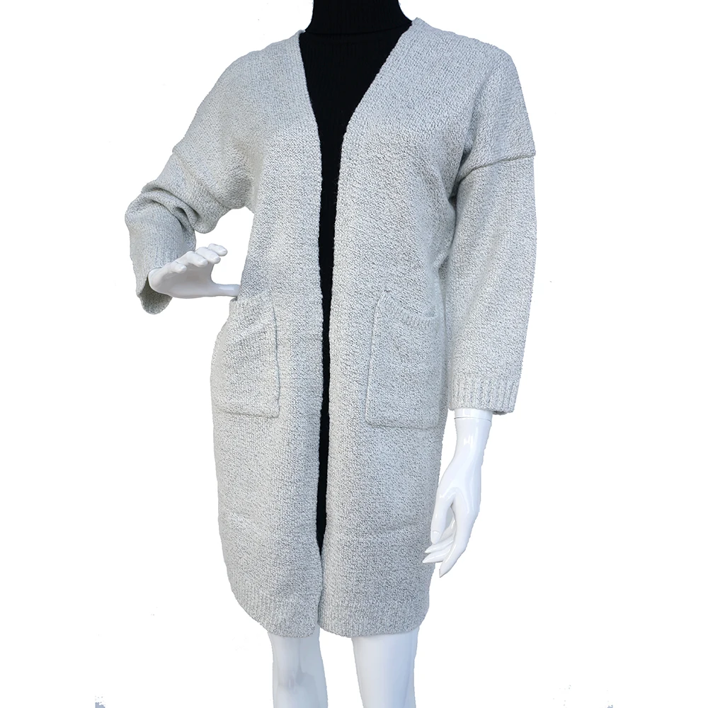 2019 Autumn Ladies Loose Knitted Cardigans Coat Korean Wild Pocket Poncho Women Long Cardigan Sweater Gray Knitwear |
