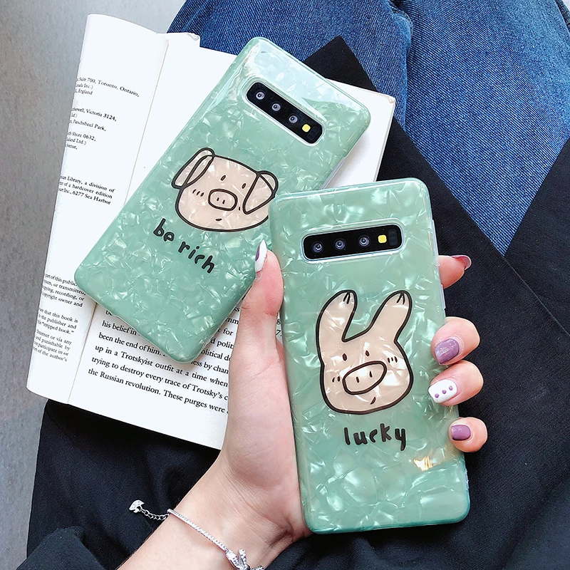 Чехлы YHBBCASES для Samsung Galaxy S8 S9 S10 Plus мягкие чехлы с мультяшным рисунком счастливой