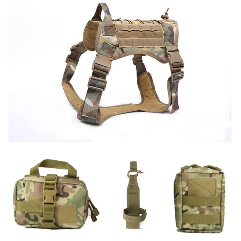 

Pet Военная тактическая одежда для собак, шлейка Рабочая собака жилет нейлон банджи поводок Бег для средних и больших собак
