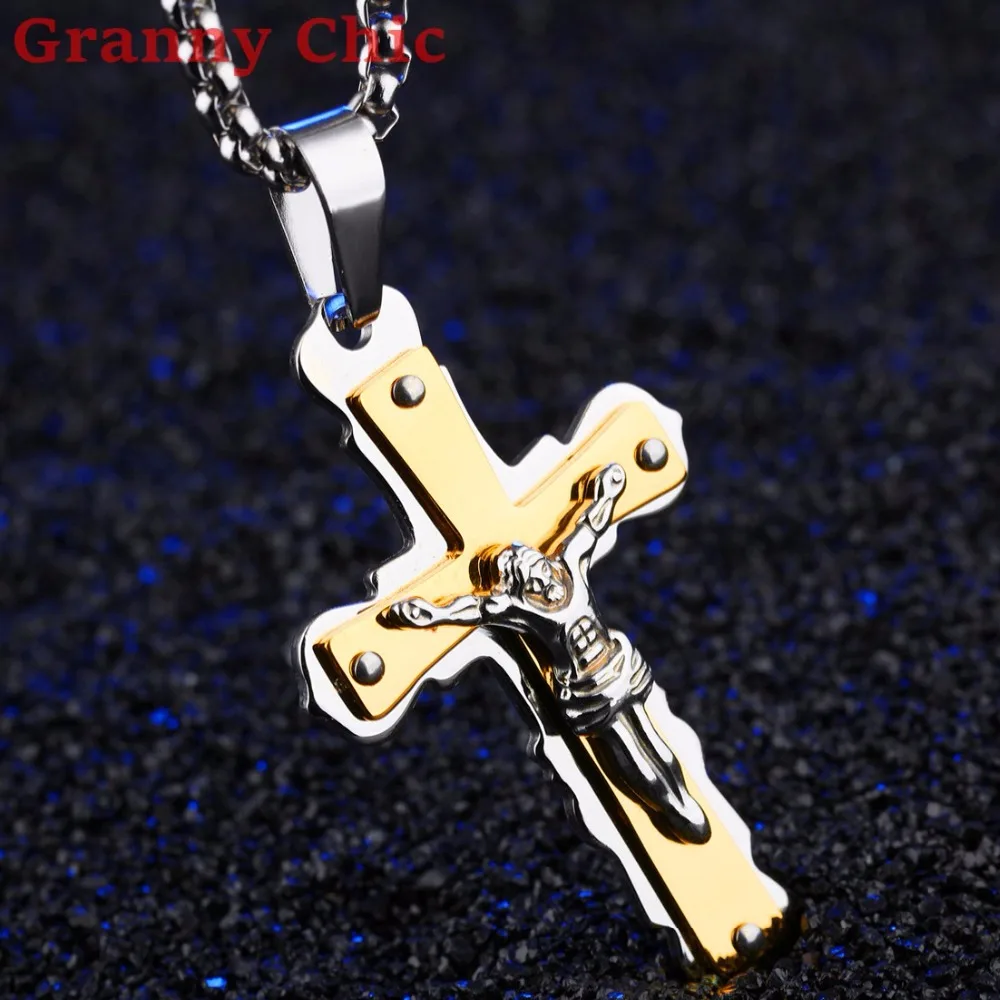 Бабушка Chic Иисус крест Распятие Иисуса подвеска и Цепочки ожерелья Цвет