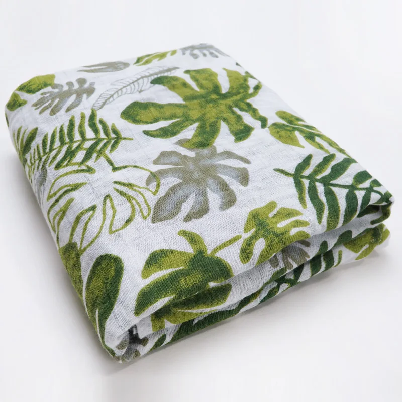 Green leaves Хлопковые детские одеяла для новорожденных, супер мягкие детские месячные одеяла, подгузники из муслина, пеленка для младенцев, детское банное полотенце, одежда для коляски - Цвет: Green leaves