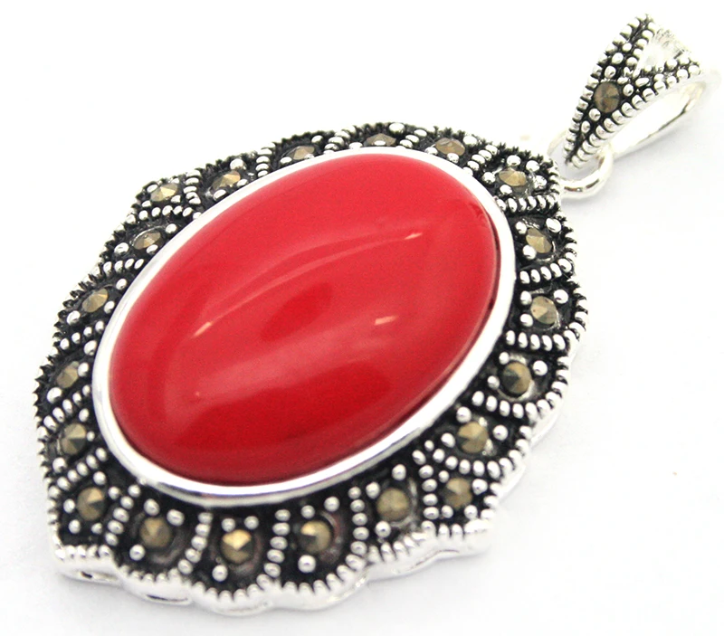 Винтажная Подвеска из стерлингового серебра 925 пробы красного кораллового цвета