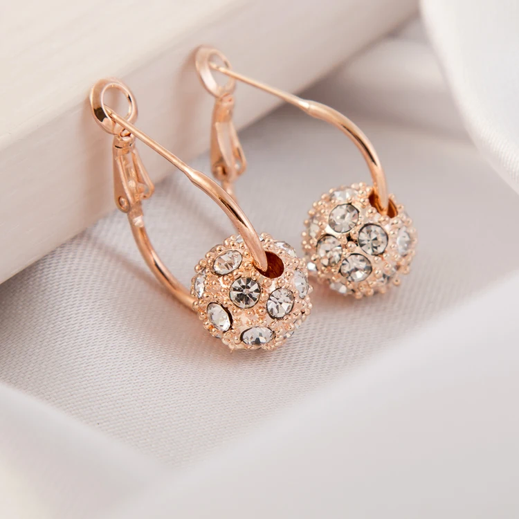 White Stone Gold Корейский австрийский хрустальный шар розовое золото; серебро; сережки высокого качества серьги для женщин Свадебные ювелирные изделия Букле д 'ореиль Femme - Окраска металла: White Stone Gold