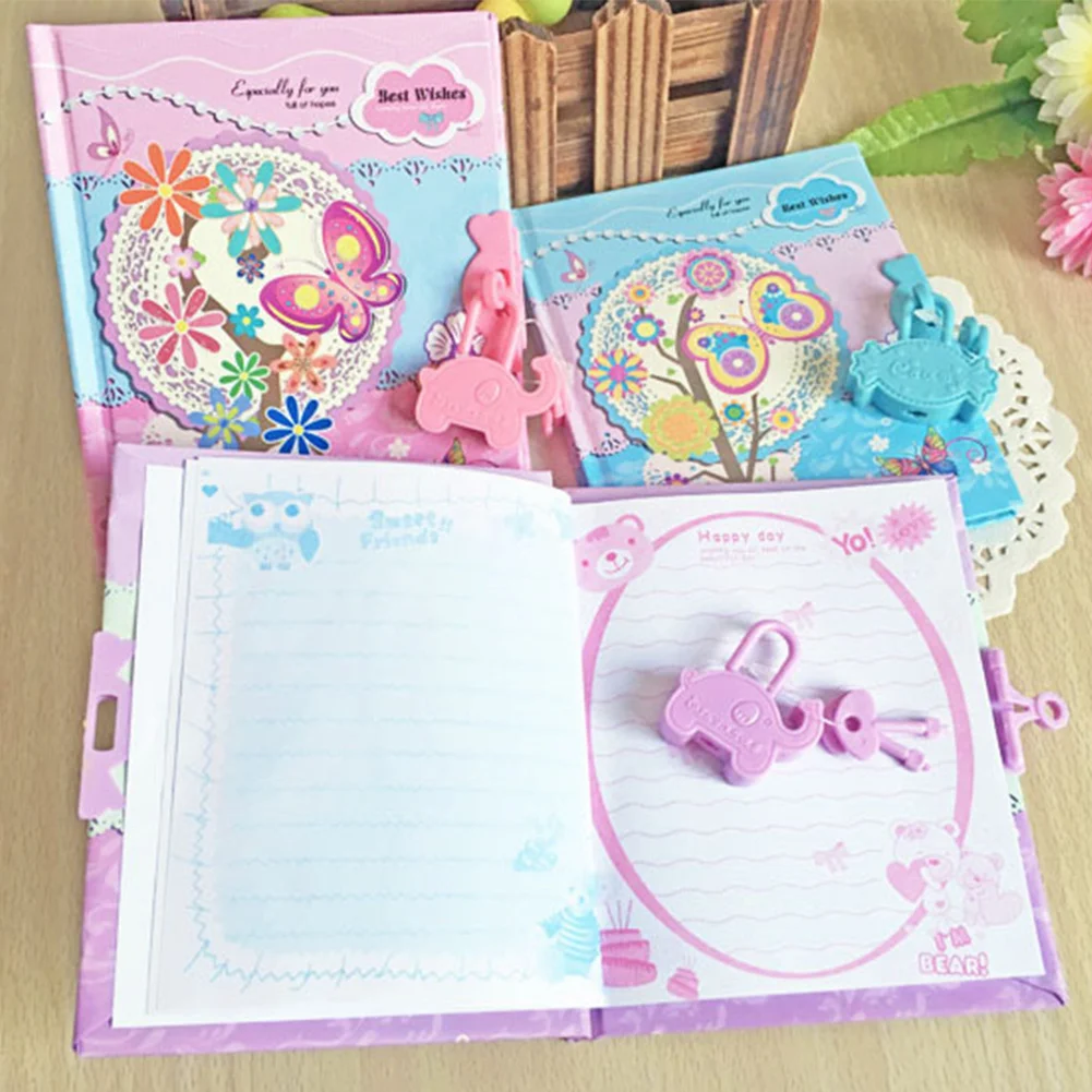 Can Lock Students Copybook Diary Book Children Gift Journal Cartoon Butterfly Pattern Mini Password Notebook Random Color | Канцтовары