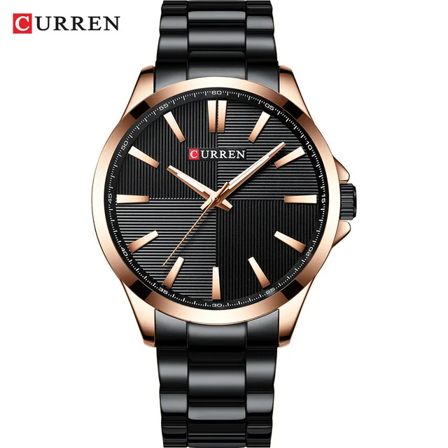 rose black CURREN новые мужские золотые часы люксовый бренд аналоговые спортивные часы Модные Бизнес Кварцевые часы мужские водонепроницаемые Relogio Masculino - Цвет: rose black