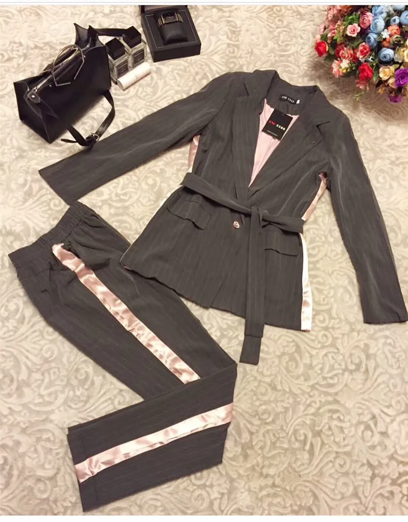 Лидер продаж 2018 Осеннее Новое поступление Женский костюм из полиэстера с поясом