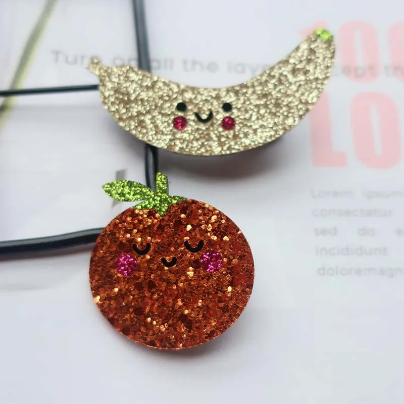 Модные милые блестящие заколки для волос с арбузом клубникой бананом оранжевым