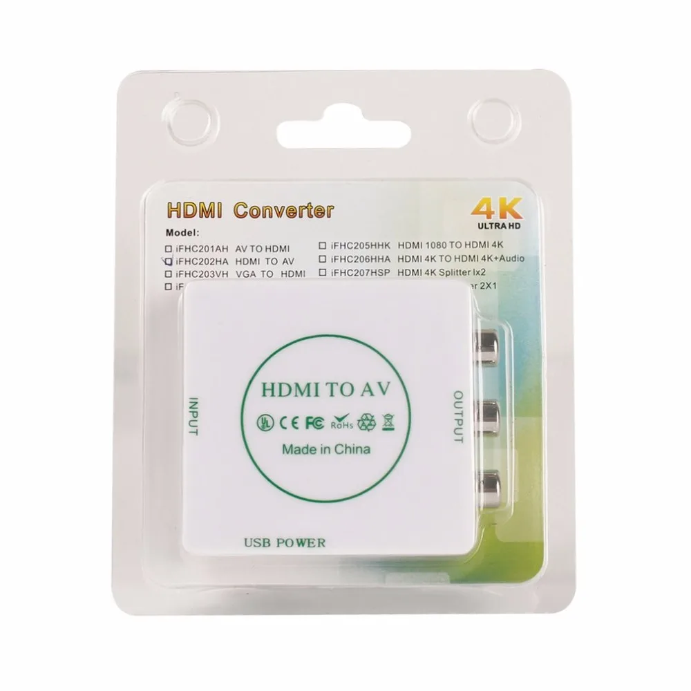 HDMI to AV CVBS Video Audio Signal Converter Adapter For TV VHS VCR DVD Support Standard NTSC PAL Formats Output White |