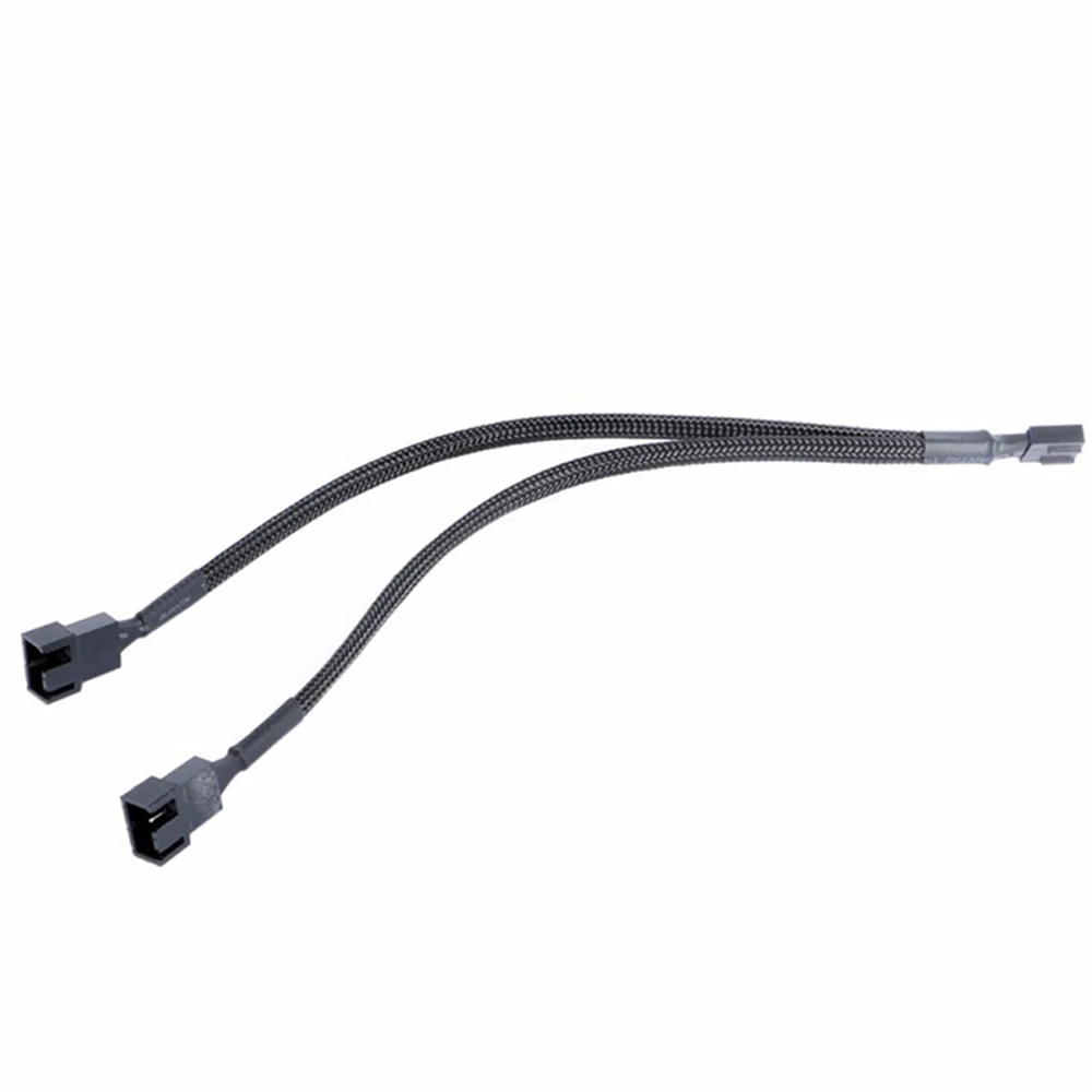 1 шт. 30 см Черный плетеный кабель Y разветвитель 3/4 pin PWM Fan компьютерный ПК