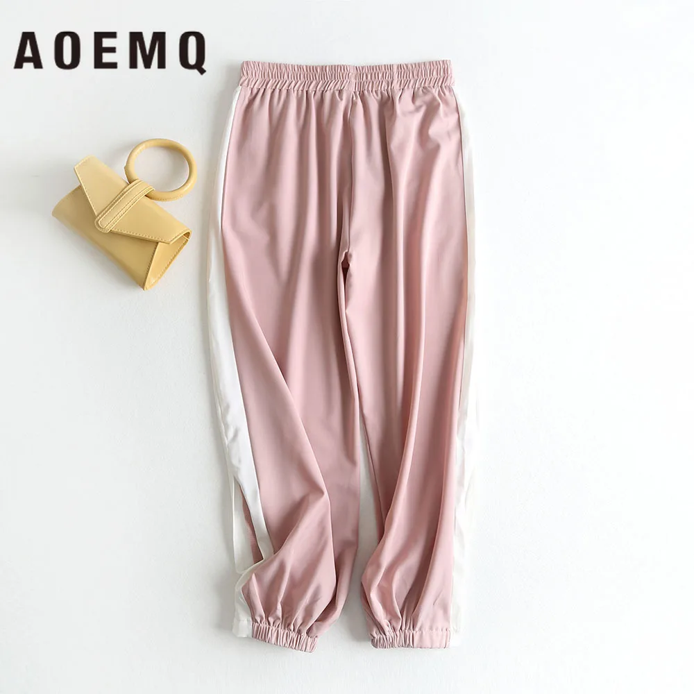 AQEMQ модные штаны с эластичной резинкой спортивные лосины PE летние брюки в полоску