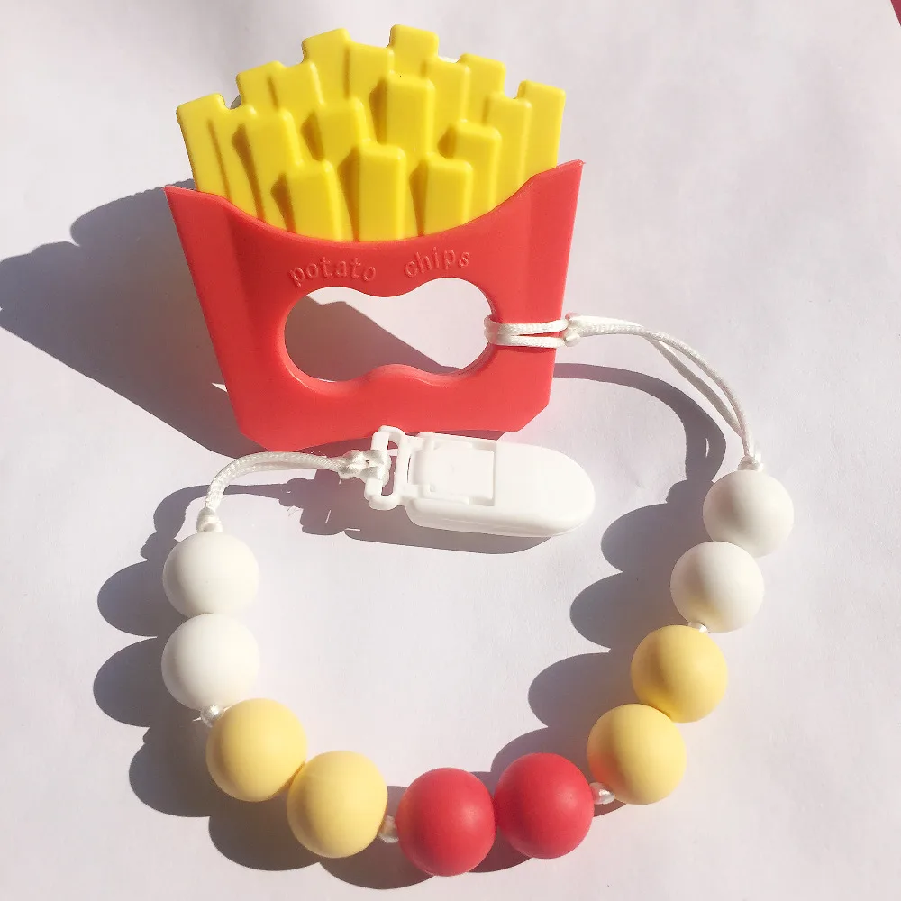 Potato Chips Teether Pacifier Clip BPA Free Silicone Pendant Clips for baby toys | Украшения и аксессуары