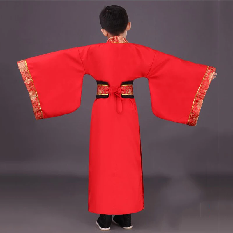 

Chinese National Hanfu Black Red Ancient China Costume Hanfu Boys Clothing Traditional National Tang Suit Stage Costumes DN2577