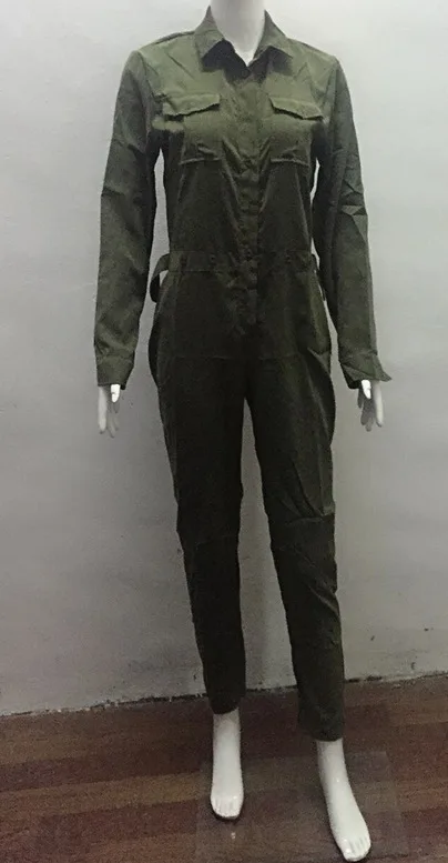 Женский комбинезон с V образным вырезом длинным рукавом|Женские комбинезоны| |