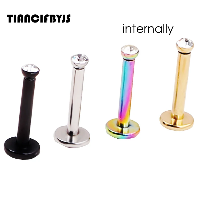 Внутренняя Резьбовая покрытая титановая губная серьга 16 г (1 2 мм) Серьги для губ