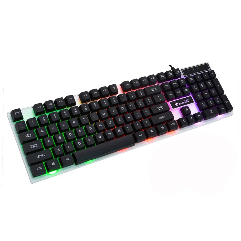 Black Keyboard K280 USB Проводная компьютерная клавиатура стандарт 104 клавиш эргономичная ПК клавиатура с русской наклейкой Радужный светодиодный подсветка для рабочего стола - Цвет: Black Keyboard
