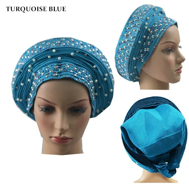 Авто геле нигерийский головной убор Африканский aso oke с бусинами 1 шт./компл.