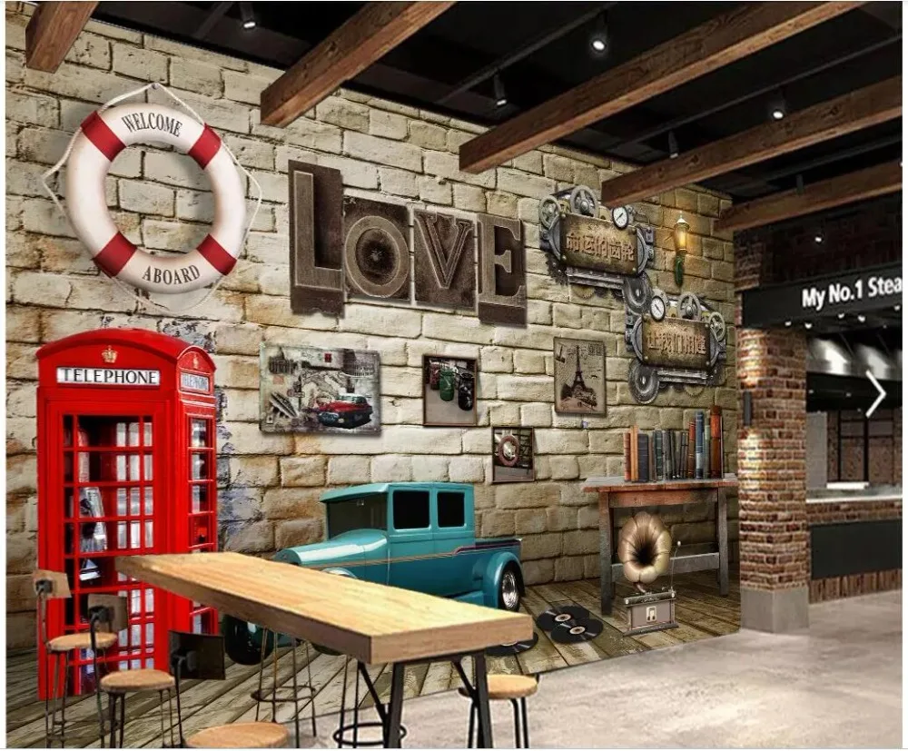 3d фото обои на заказ Ретро винтажная Европейская классическая Наклейка стену