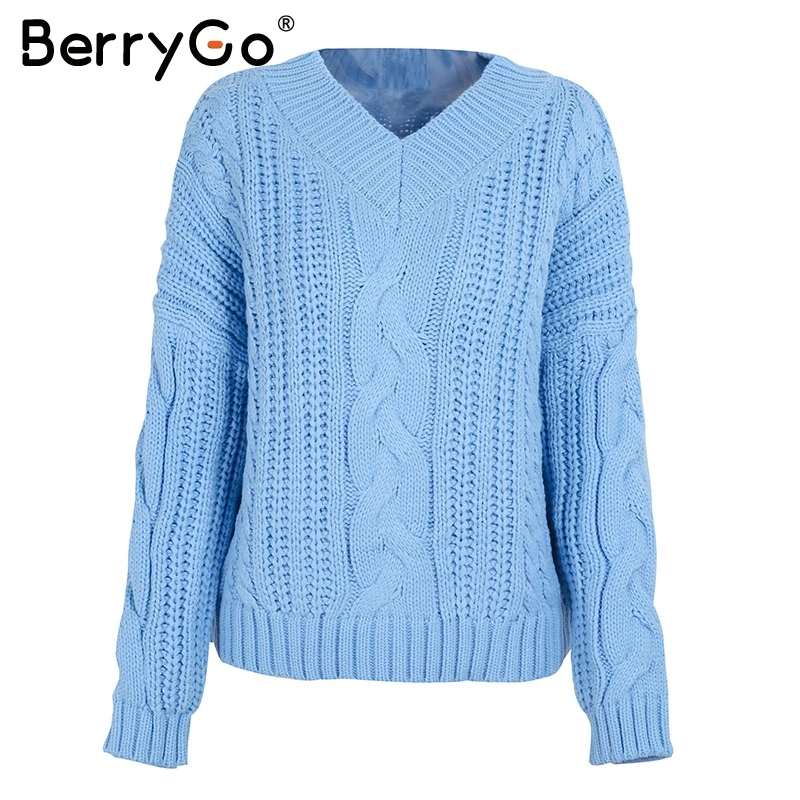 BerryGo вязаный пуловер осень зима длинный рукав 2017 свитер женский pull femme уличная