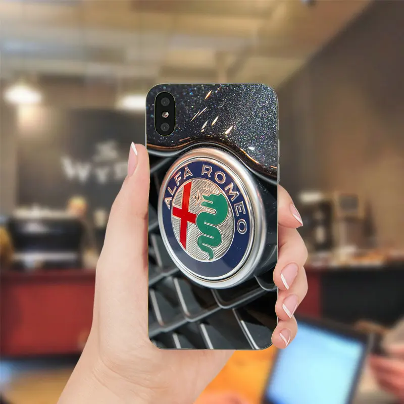 Car Alfa Romeo Logo Design For iPhone 7 7Plus 6 6S 6Plus 8 8Plus X XR XS Max 5 5S 5C SE 4 4S Soft TPU Silicone Phone Cases Cover | Мобильные
