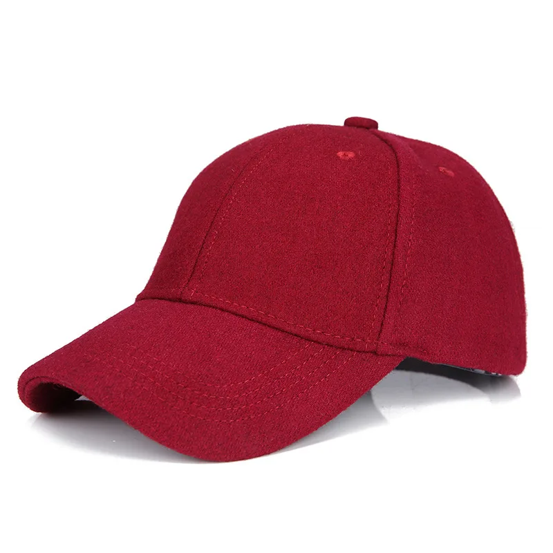 Осень зима унисекс Шерсть Войлок бейсбольные однотонные кепки Casquette Chapeau Trilby