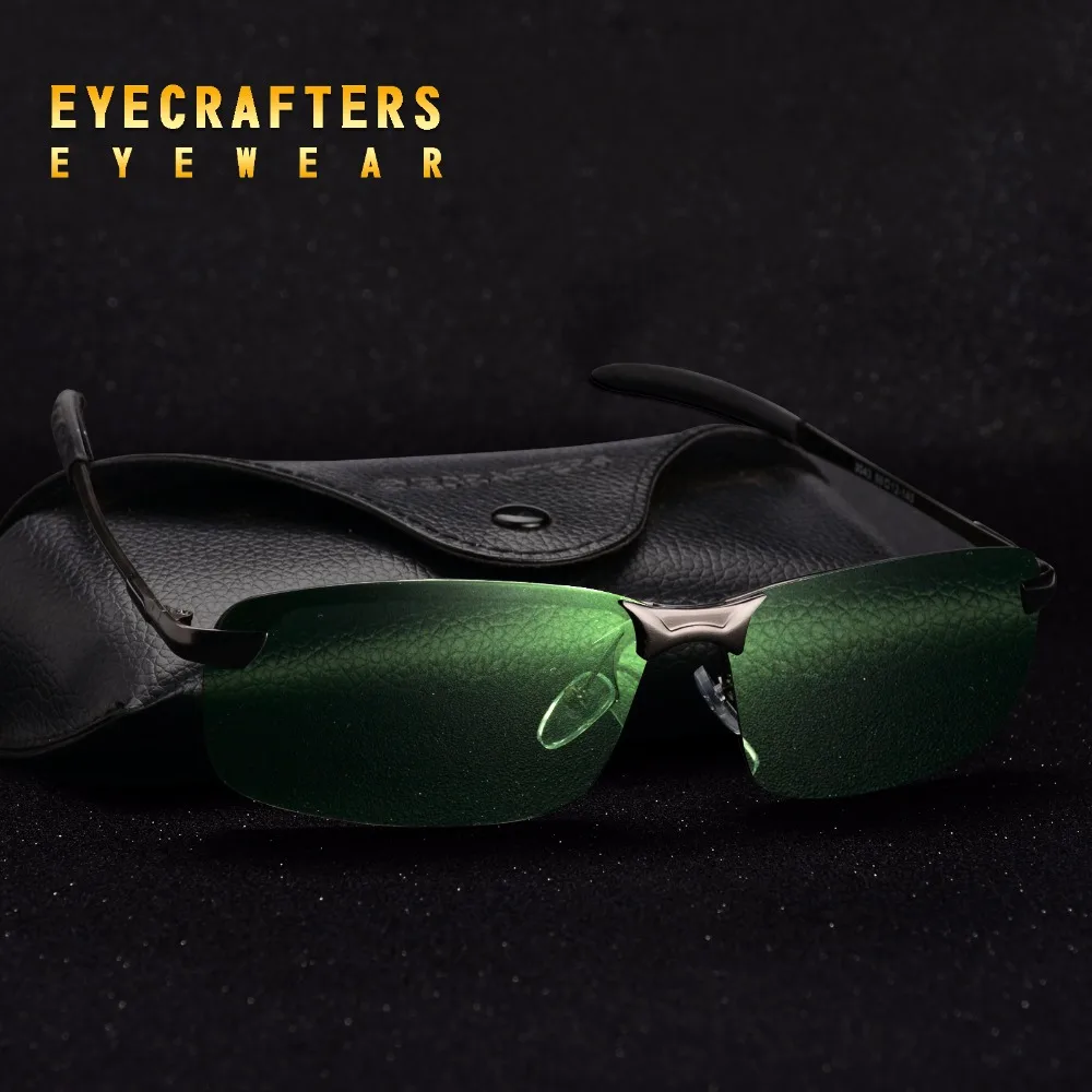 Мужские солнцезащитные очки без оправы поляризационные с металлической оправой