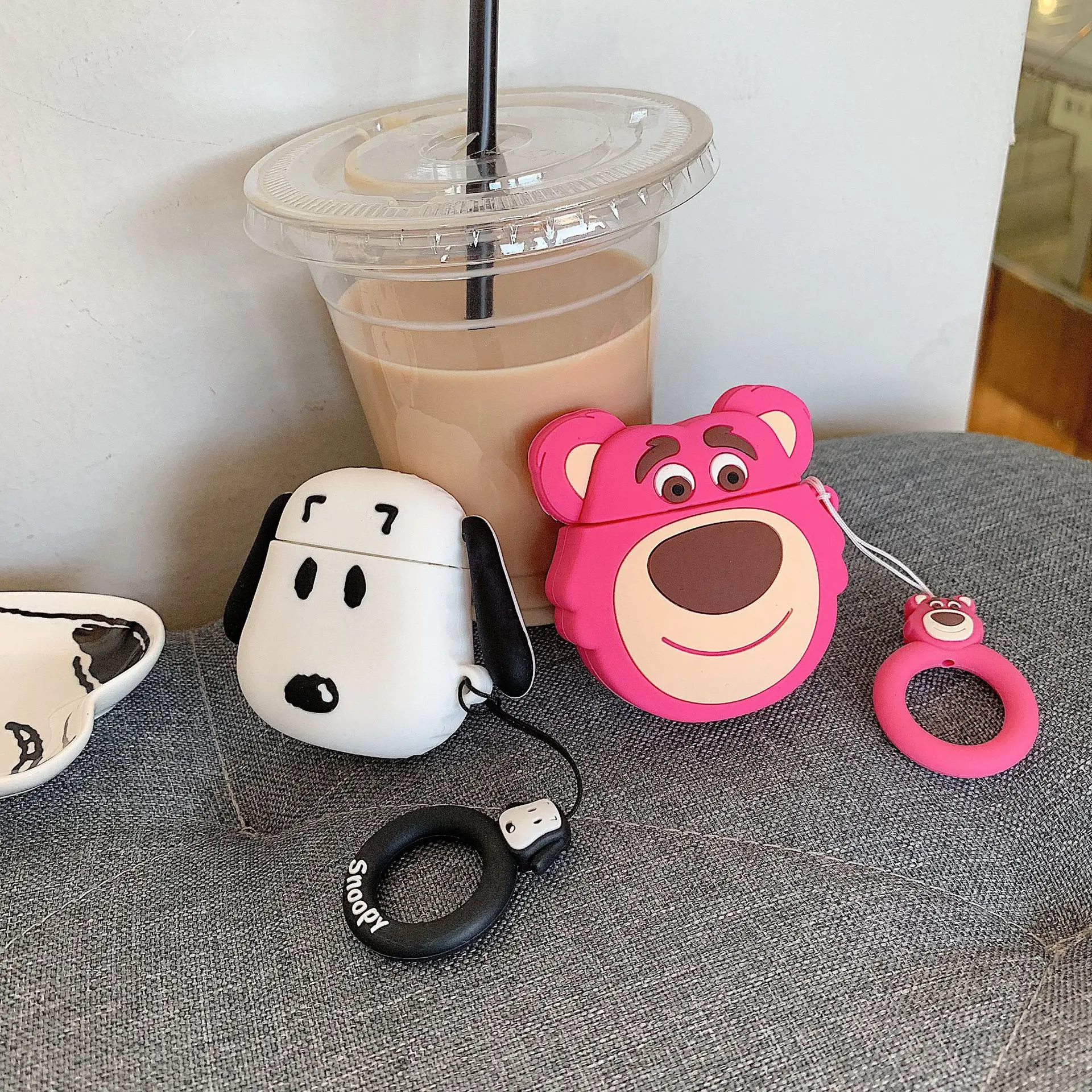 Airpods гарнитура милый мультфильм щенок медведь яблоко зарядная коробка защита