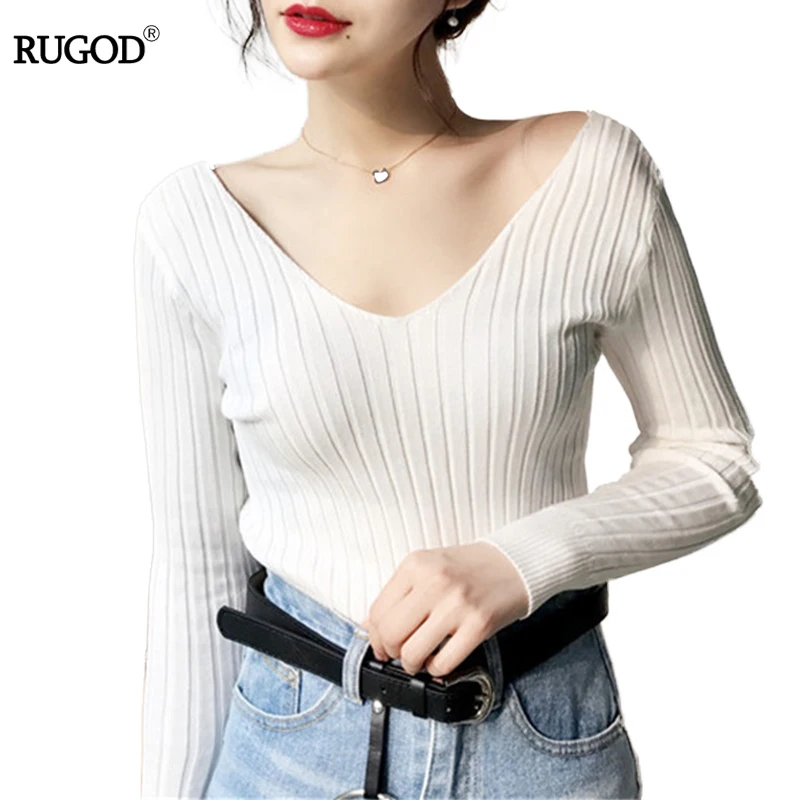 2017 Hot Spring Твердые тонкие трикотажные Свитера Женщин сексуальный пуловер женщин