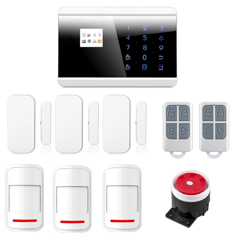 

English/Russian/French/Spanish Wireless GSM PSTN Home Burglar Intruder Alarm System Phone APP Control with Intelligent Sensors