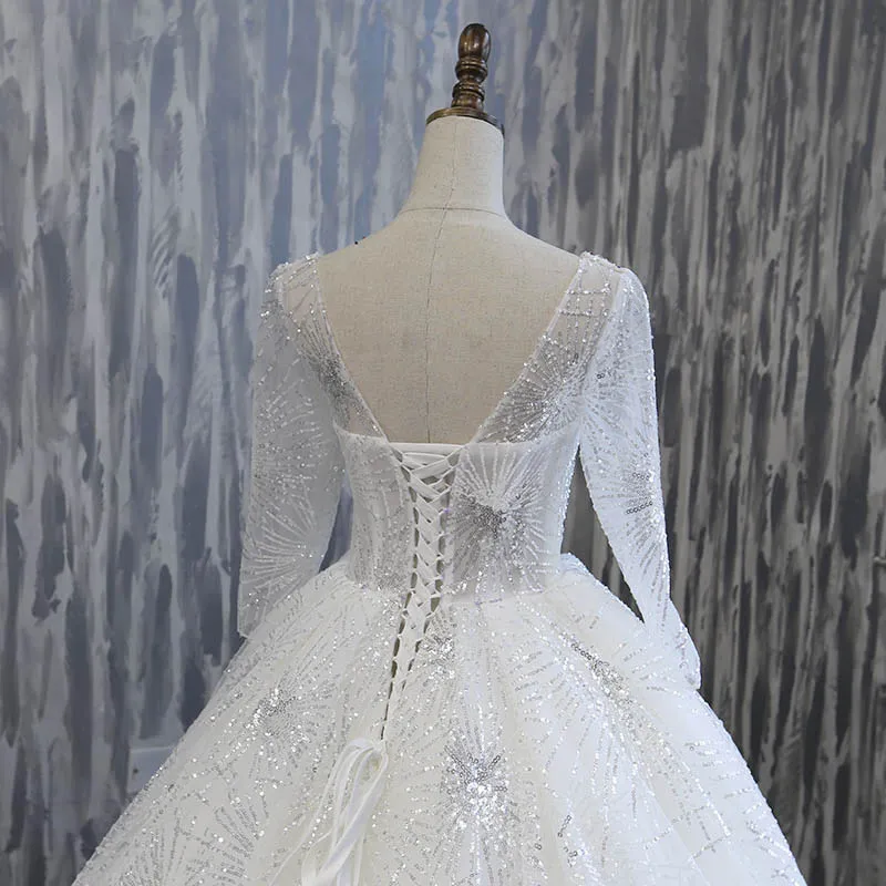 

Lover Kiss robe de mariage 2021 Luxury Squared Collar Wedding Dress Long Sleeves Bridal Gown Sparkle mariage robe abiti da sposa